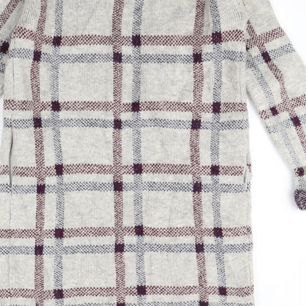 Marks & Spencer Womens Beige Check Cardigan Jumper Size S