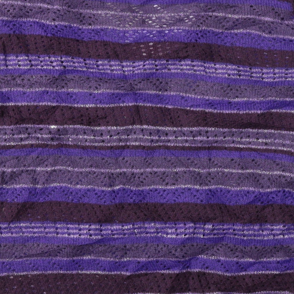 M&Co Womens Purple Striped Pullover Jumper Size L