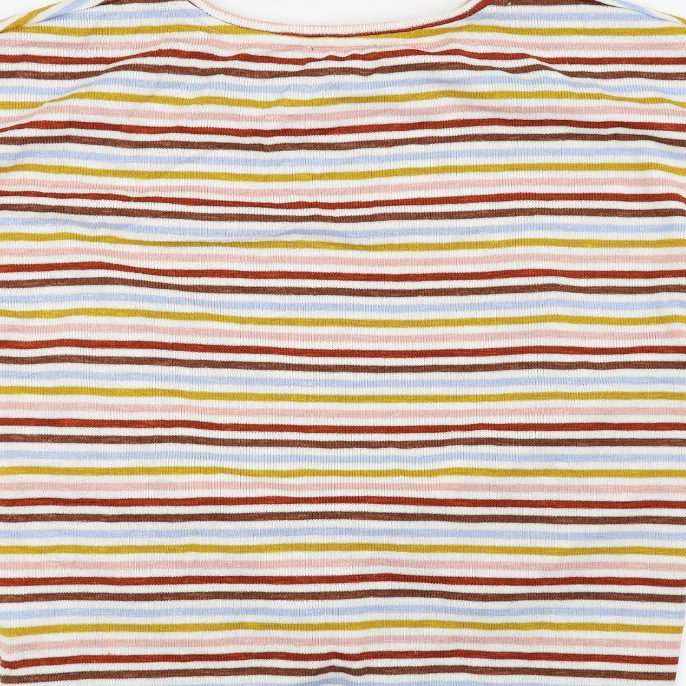 New Look Womens Red Striped Basic T-Shirt Size L