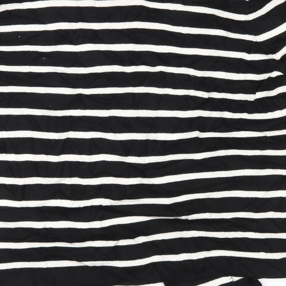 Marks & Spencer Womens Black Striped Knit Cardigan Jumper Size 14