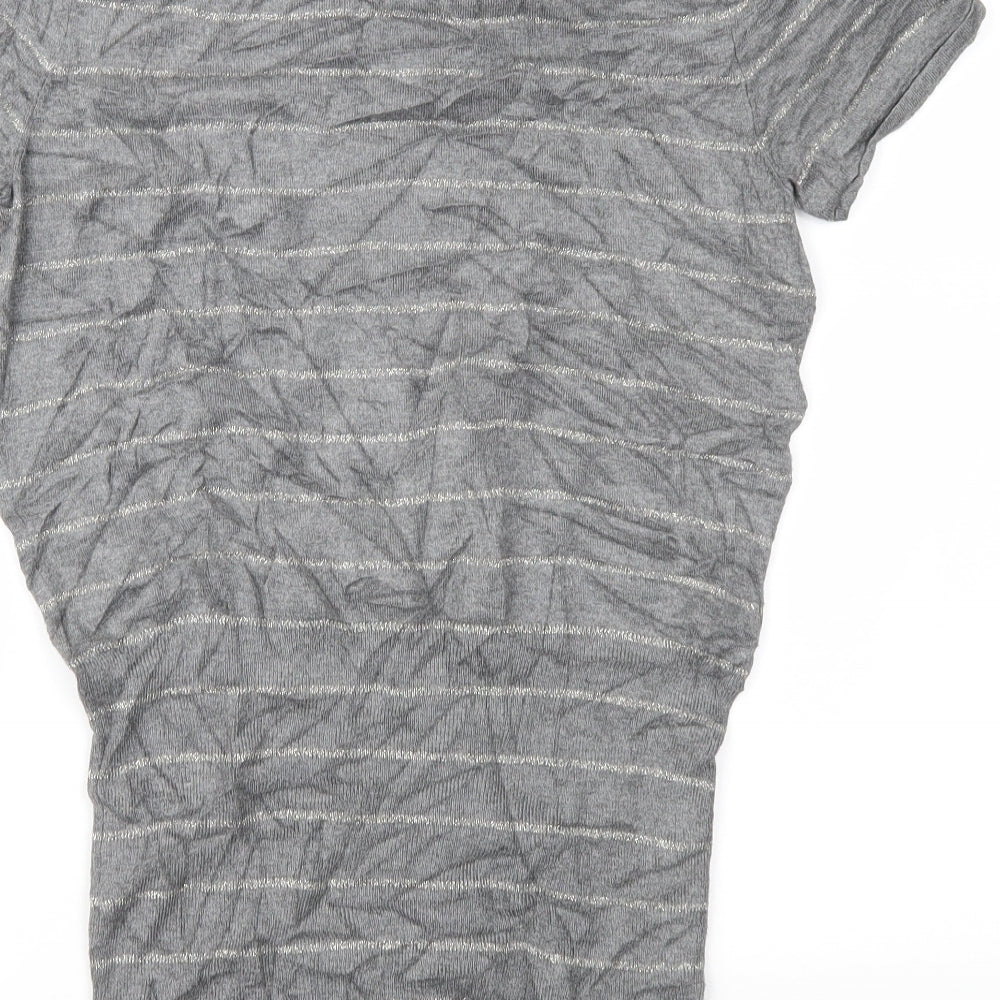 Express Womens Grey Striped Knit Pullover Jumper Size M