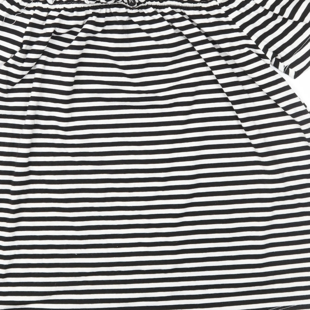 Peacocks Womens Black Striped Jersey Basic Blouse Size 8