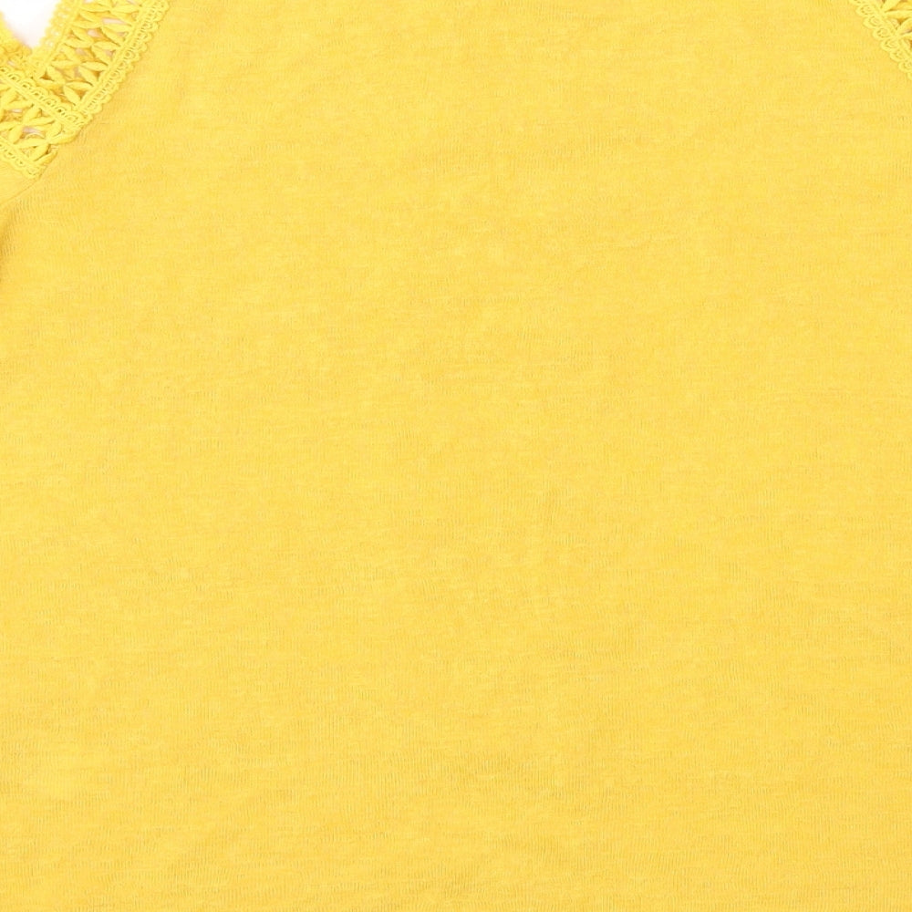 New Look Womens Yellow Jersey Basic Blouse Size 6