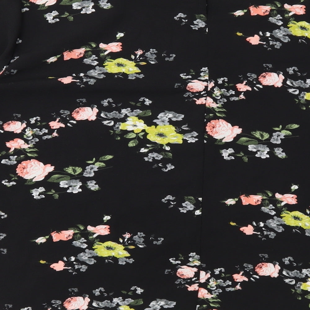 Casual Twenty4 Womens Black Floral Basic Blouse Size 14