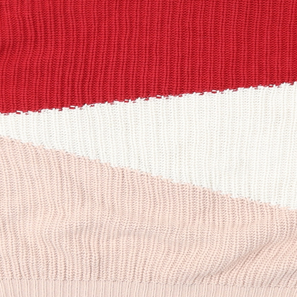 New Look Womens Red Geometric Knit Pullover Jumper Size S