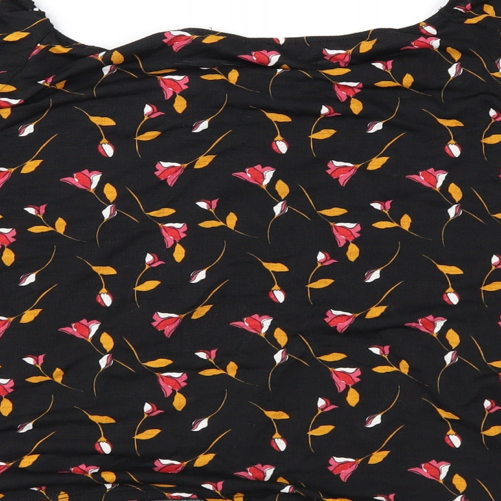 George Womens Black Floral Basic Blouse Size 8