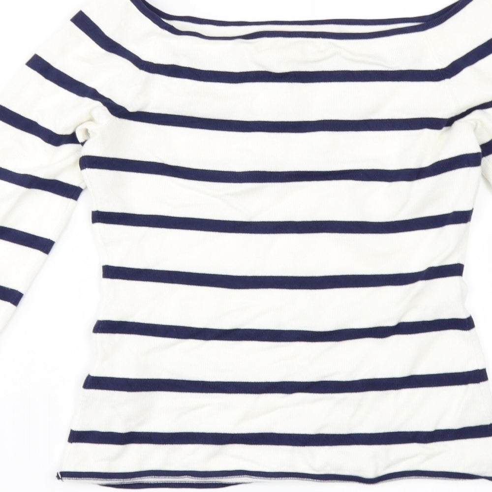 H&M Womens Ivory Striped Pullover Jumper Size S