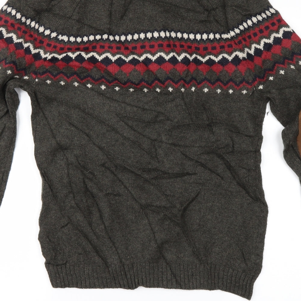 Topshop Mens Green Geometric Pullover Jumper Size XS