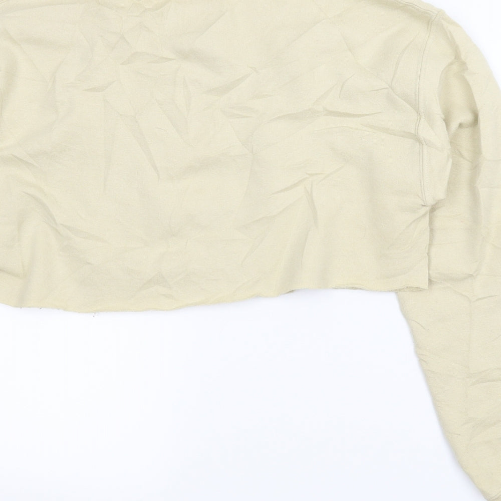 PRETTYLITTLETHING Womens Beige Pullover Sweatshirt Size S - Cropped