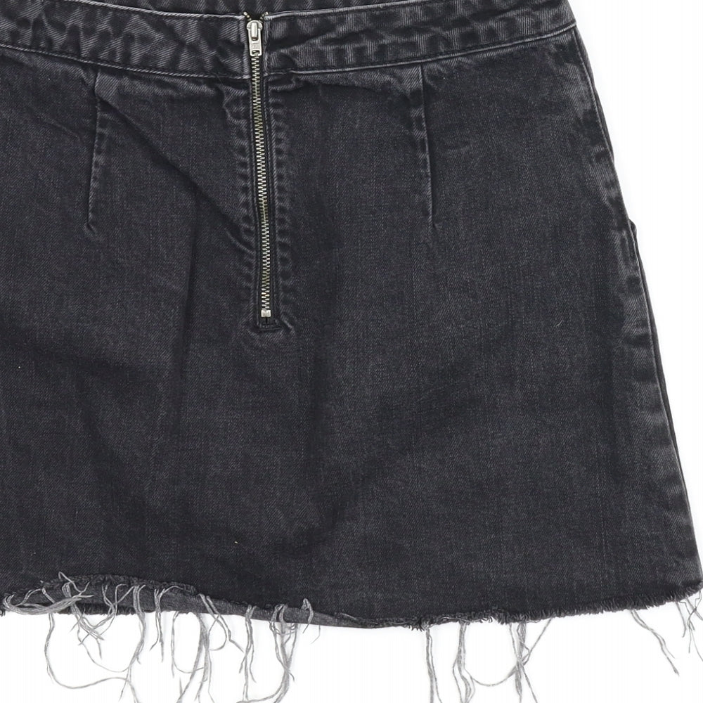 Topshop Womens Black Denim A-Line Skirt Size S