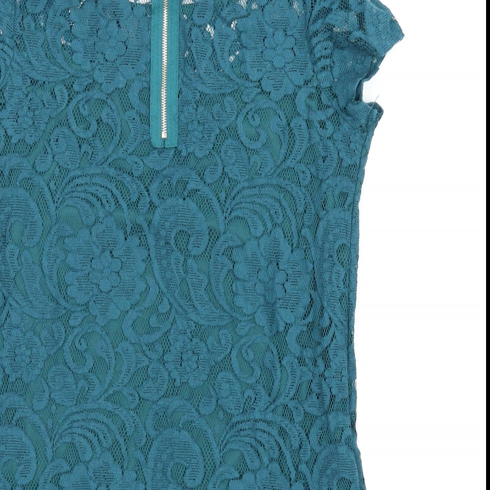 Alice & You Womens Green Floral Basic Blouse Size 10