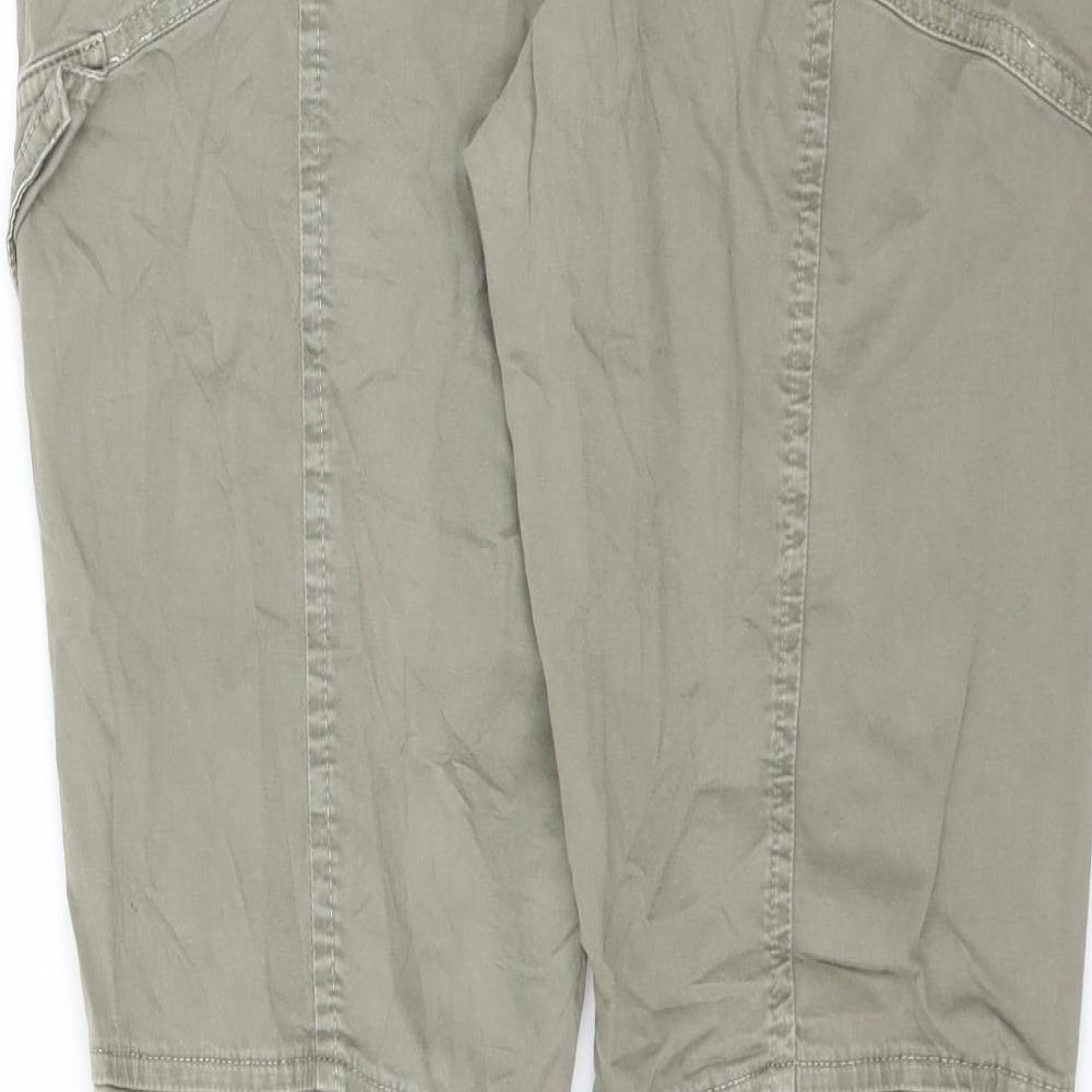 Black Womens Green Cargo Trousers Size 31 in L27 in - ruched detail on legs