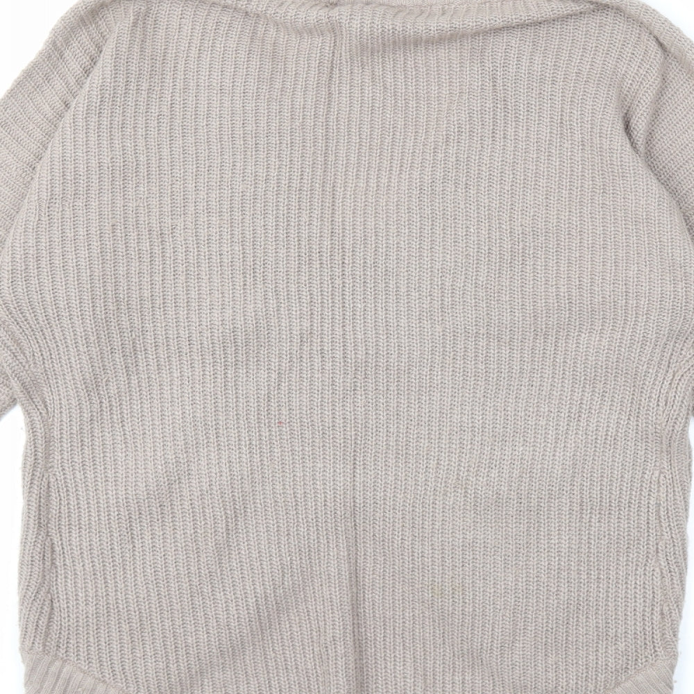 Warehouse Womens Beige Knit Cardigan Jumper Size 10