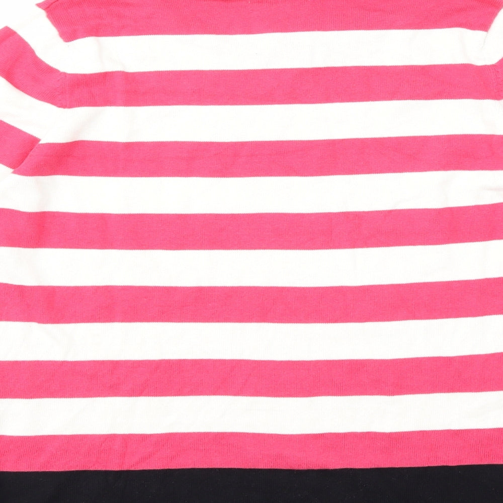 Rockmans Womens Pink Striped Knit Pullover Jumper Size M