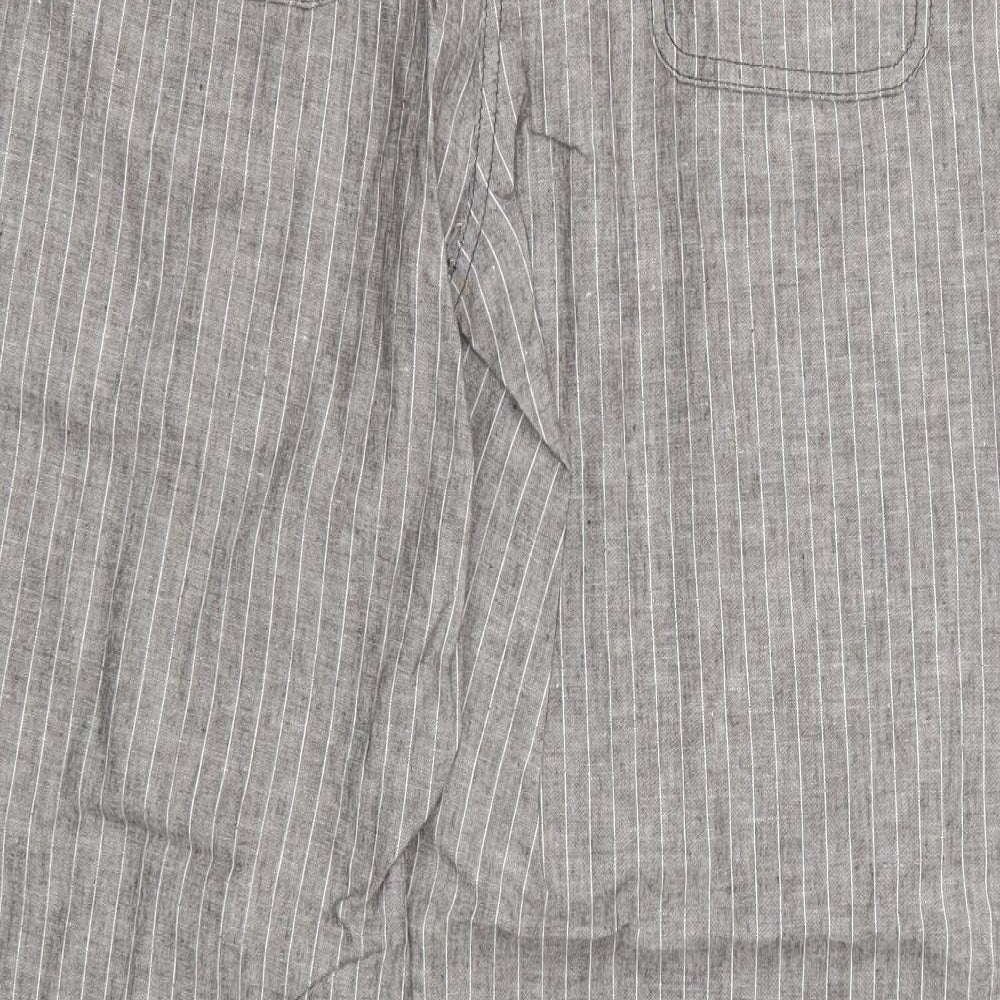 Preworn Womens Grey Striped Trousers Size 34 in L28 in