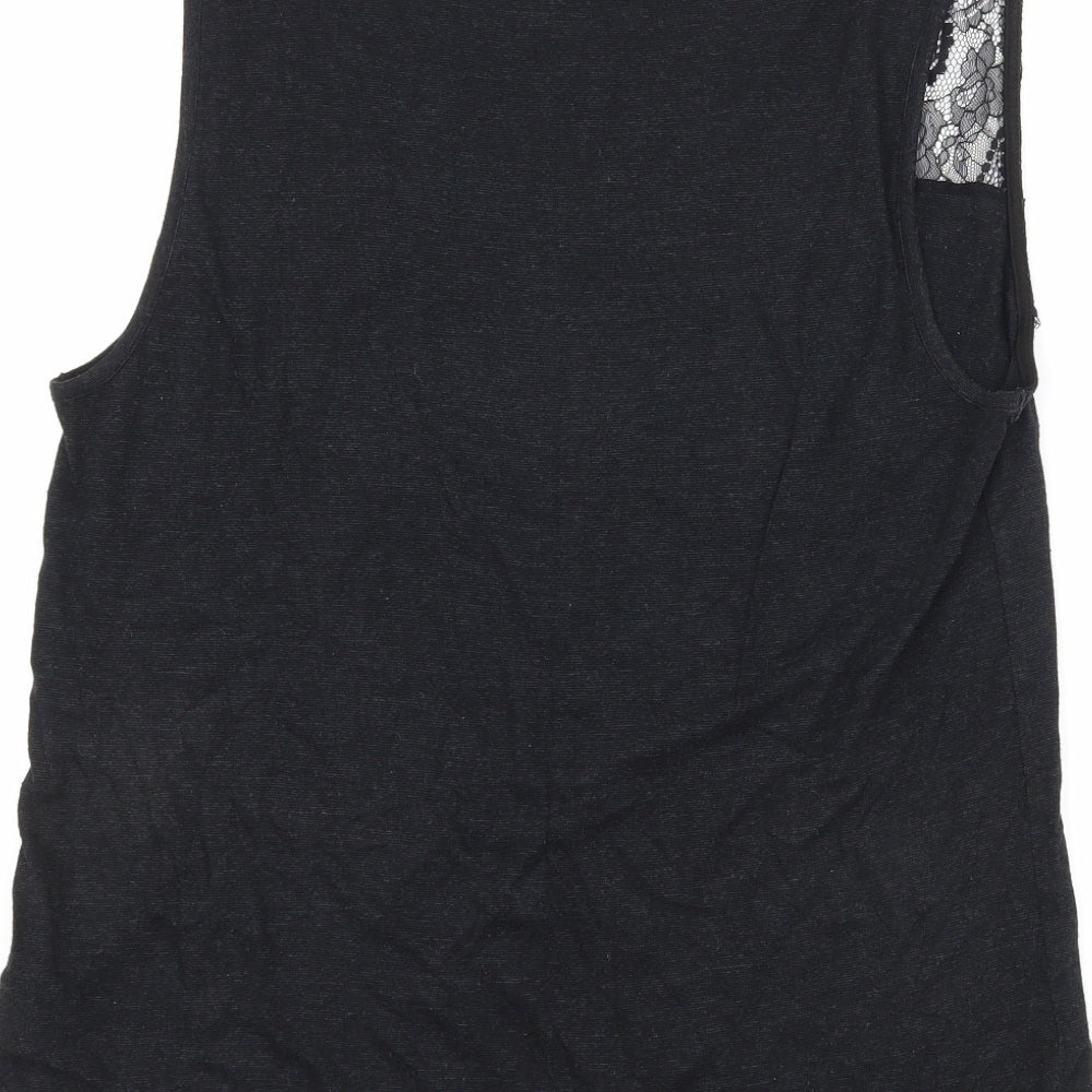 Topshop Womens Black Jersey Basic Tank Size 8 - Lace detail