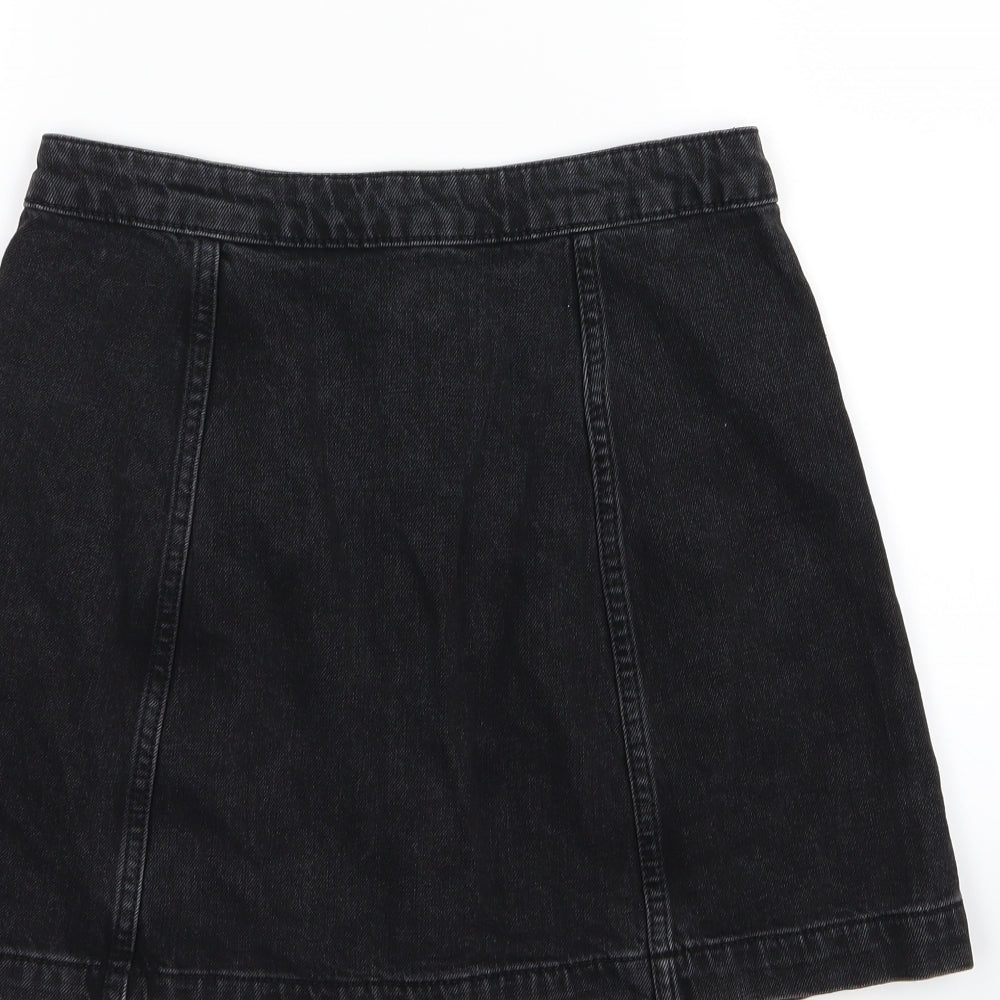 Topshop Womens Black Denim A-Line Skirt Size 28 in