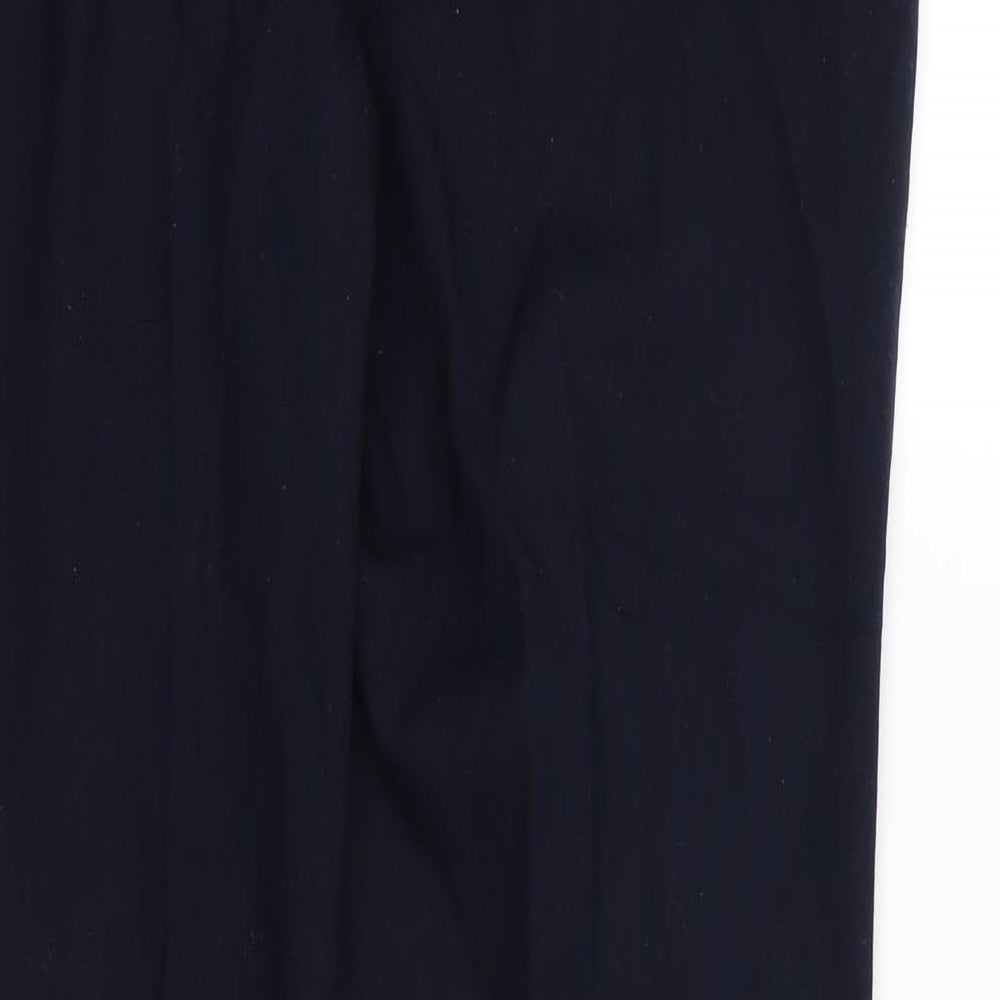 Brand and care label for Next women’s blue rayon trousers, size UK 12, 28-inch leg