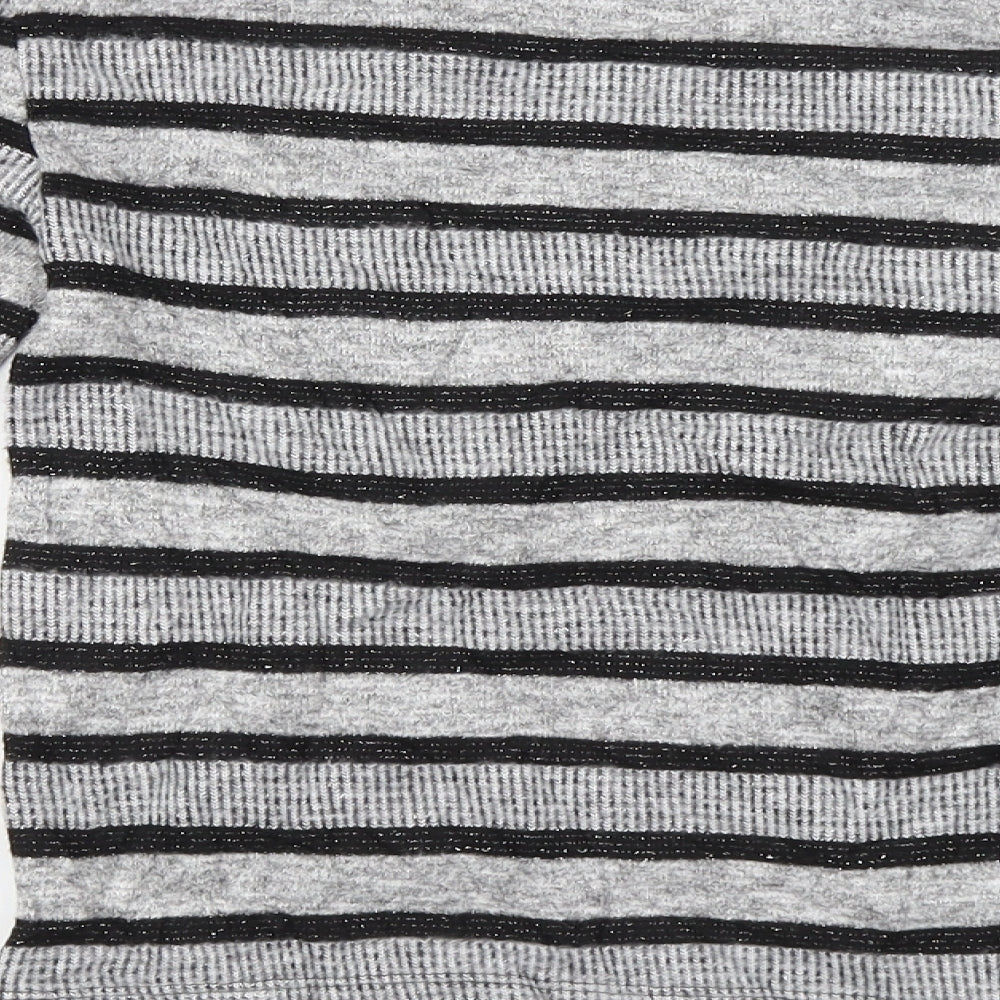 Marks & Spencer Womens Grey Striped Pullover Jumper Size 8