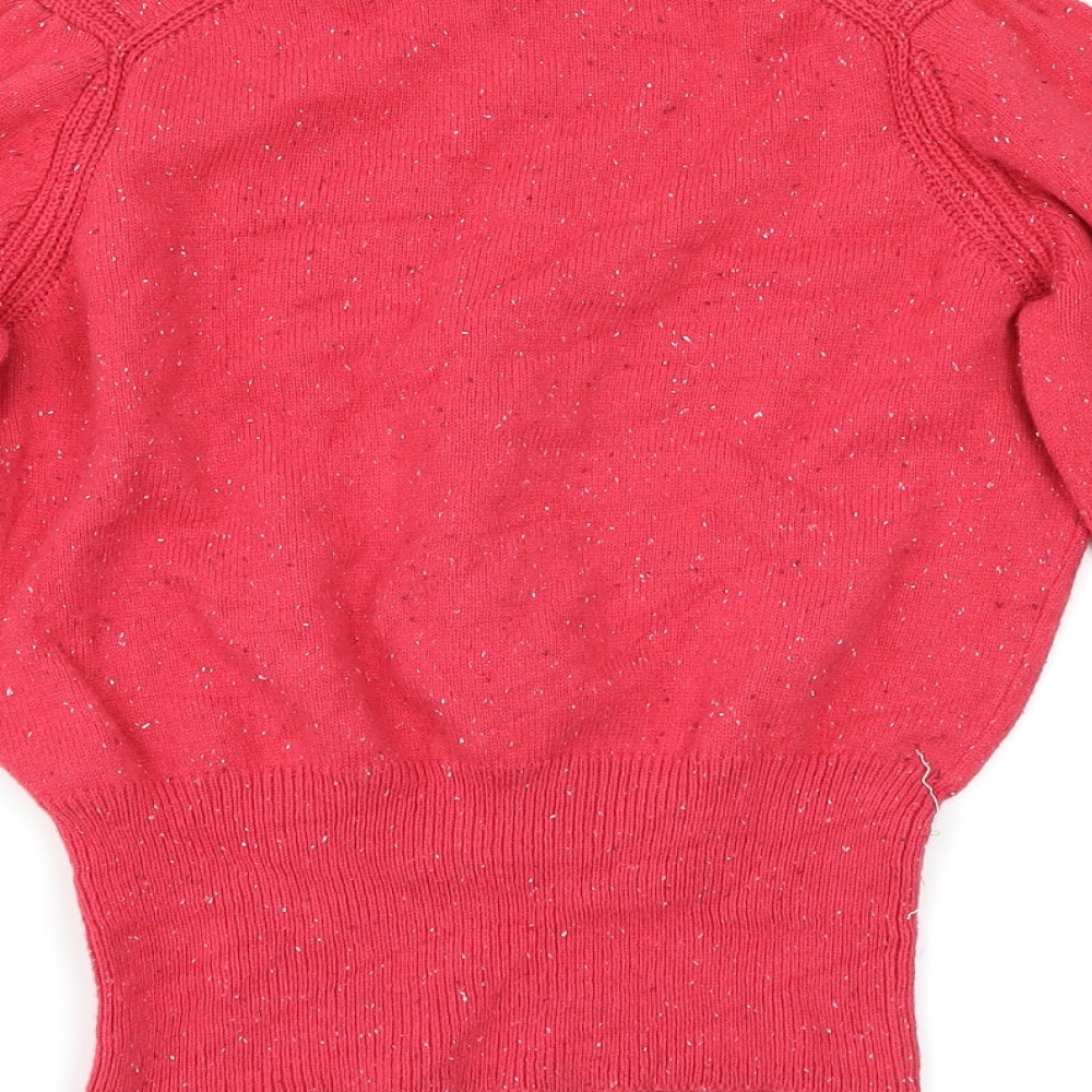 M&S Womens Pink Herringbone Pullover Jumper Size 10