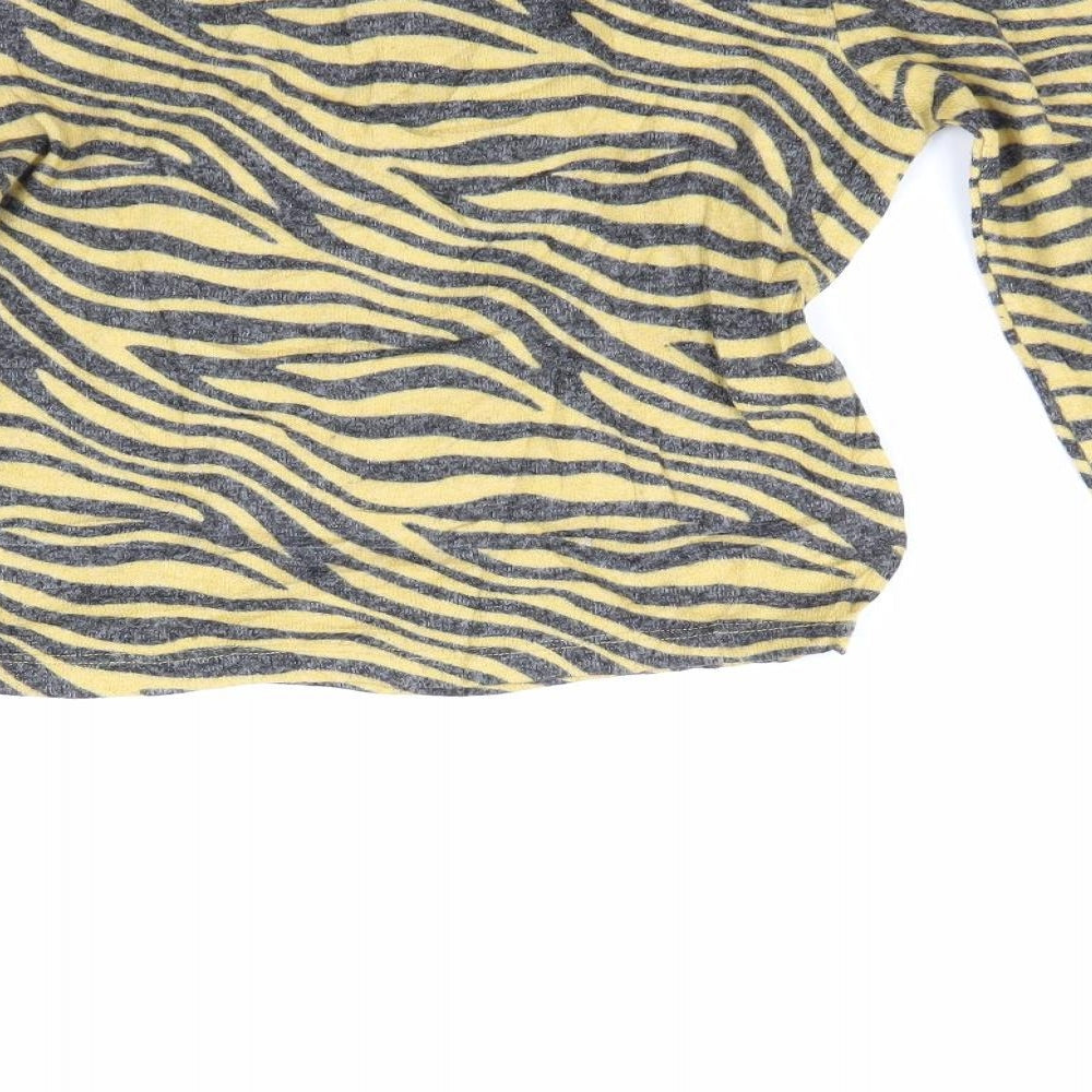 Zara Womens Yellow Striped Pullover Jumper Size M