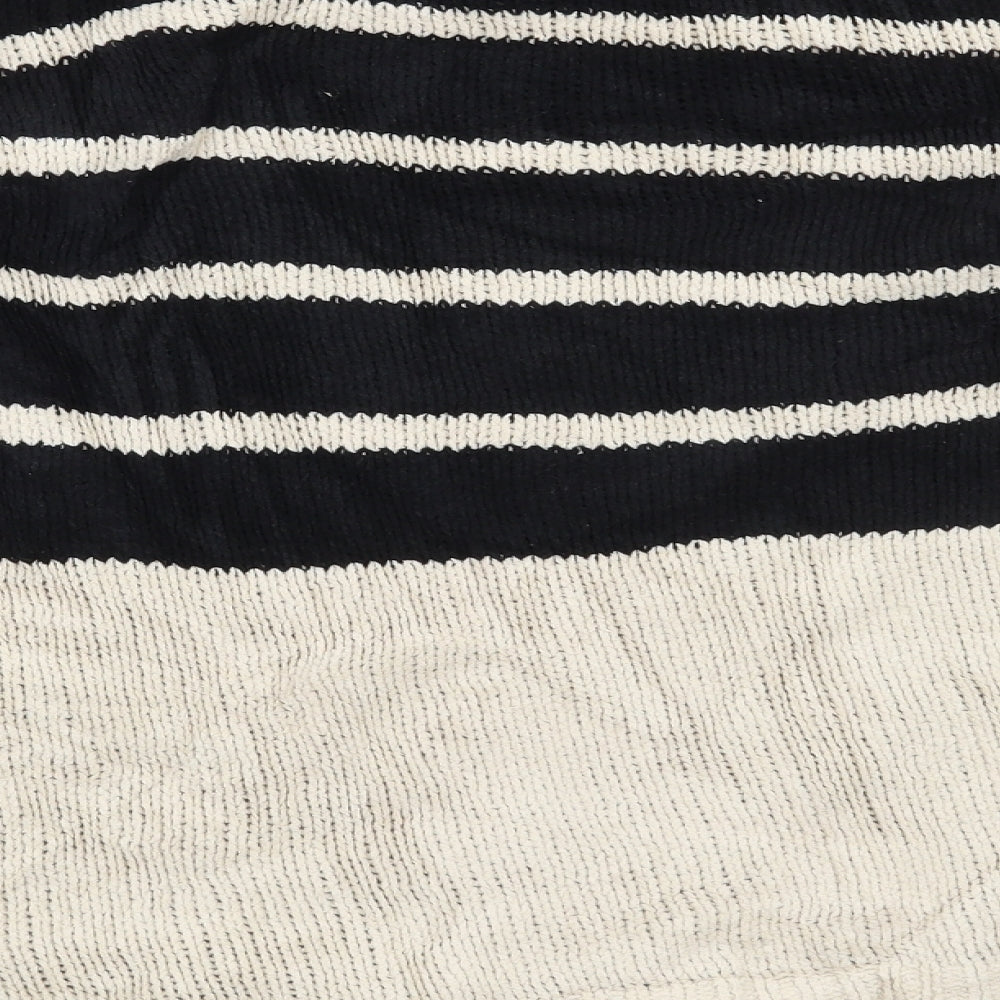 M&Co Womens Black Striped Pullover Jumper Size 18