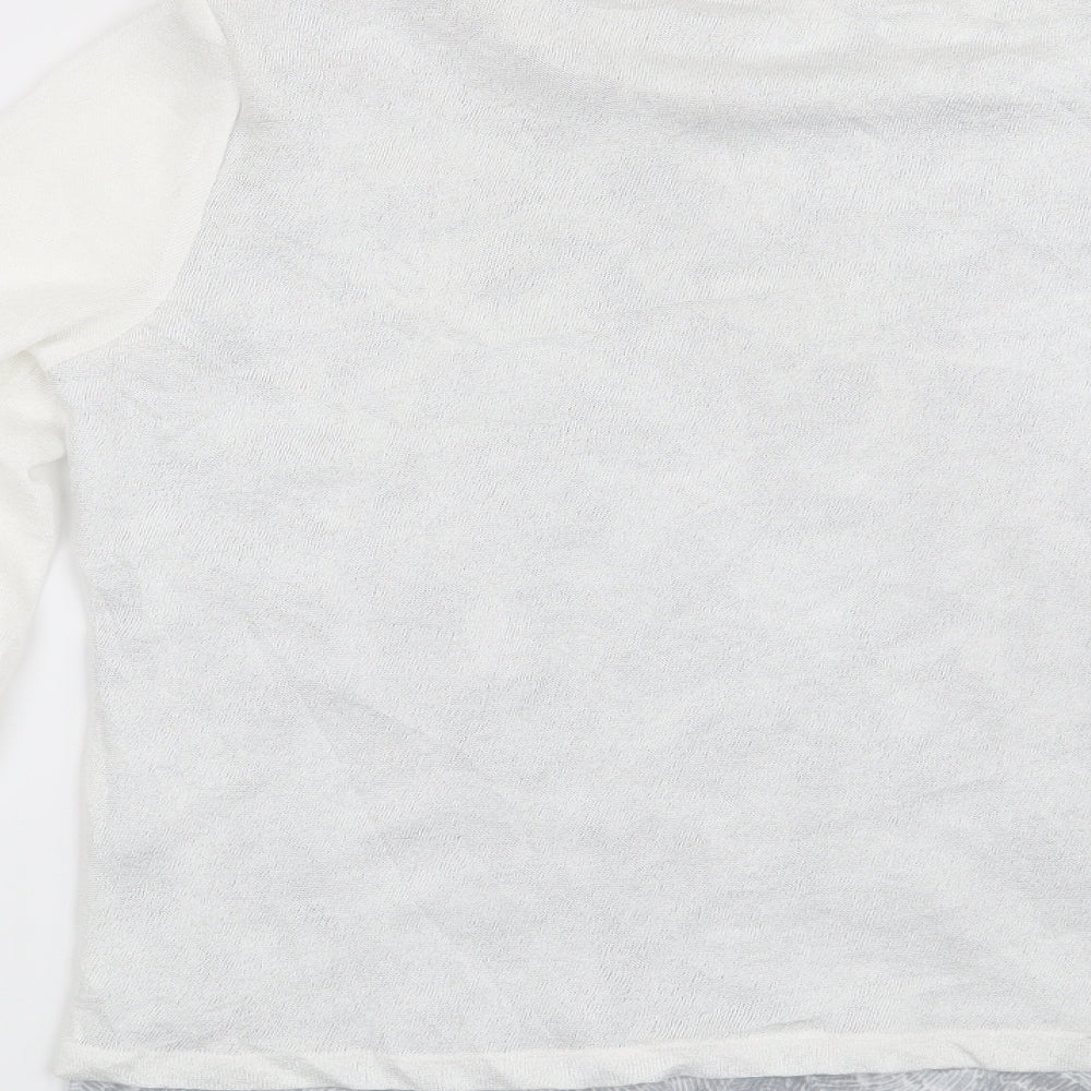 Linea Womens White Geometric Pullover Sweatshirt Size M
