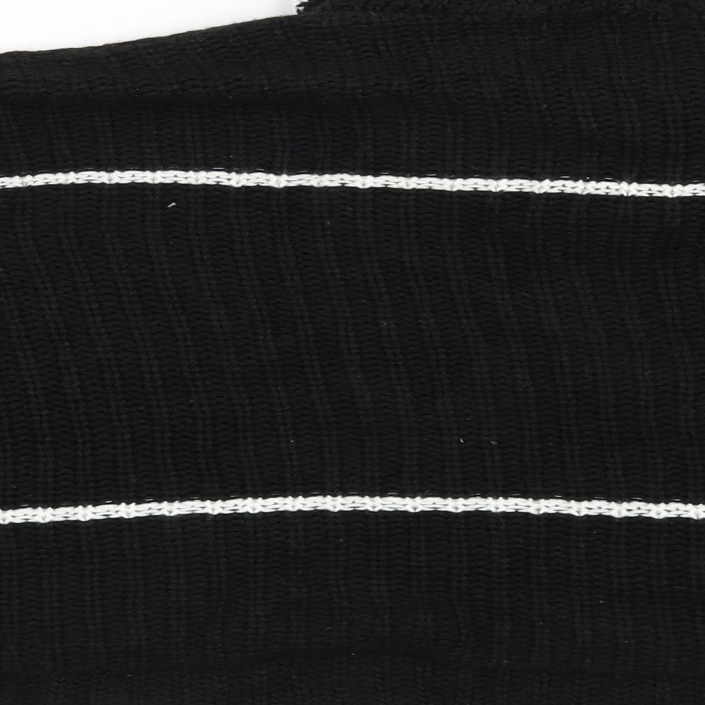 Boohoo Womens Black Striped Pullover Jumper Size M