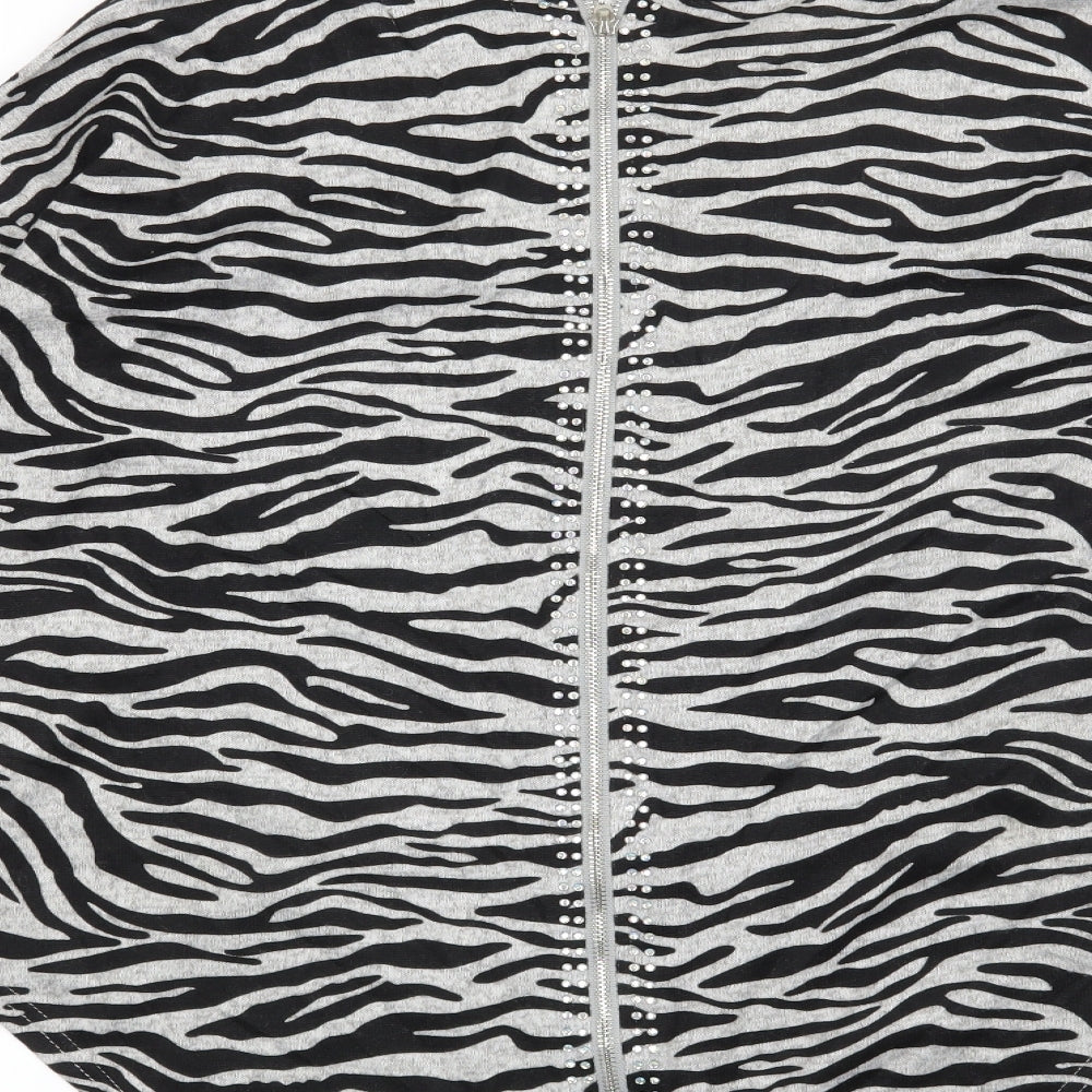 QED London Womens Grey Animal Print Pullover Sweatshirt Size S