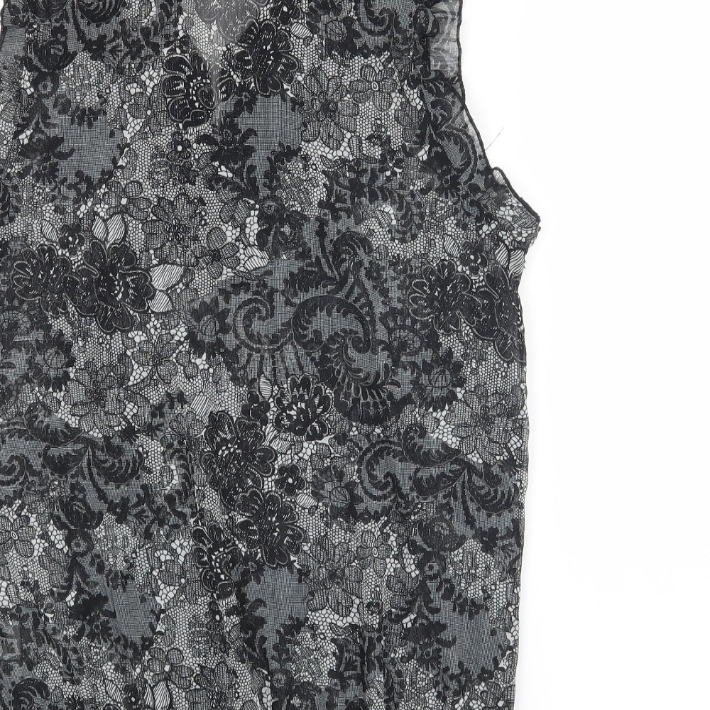 New Look Womens Black Floral Basic Blouse Size 12