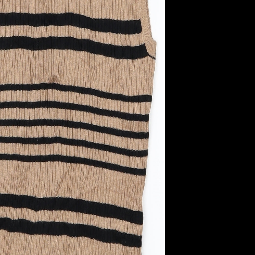 Select Womens Brown Striped Vest Jumper Size 12