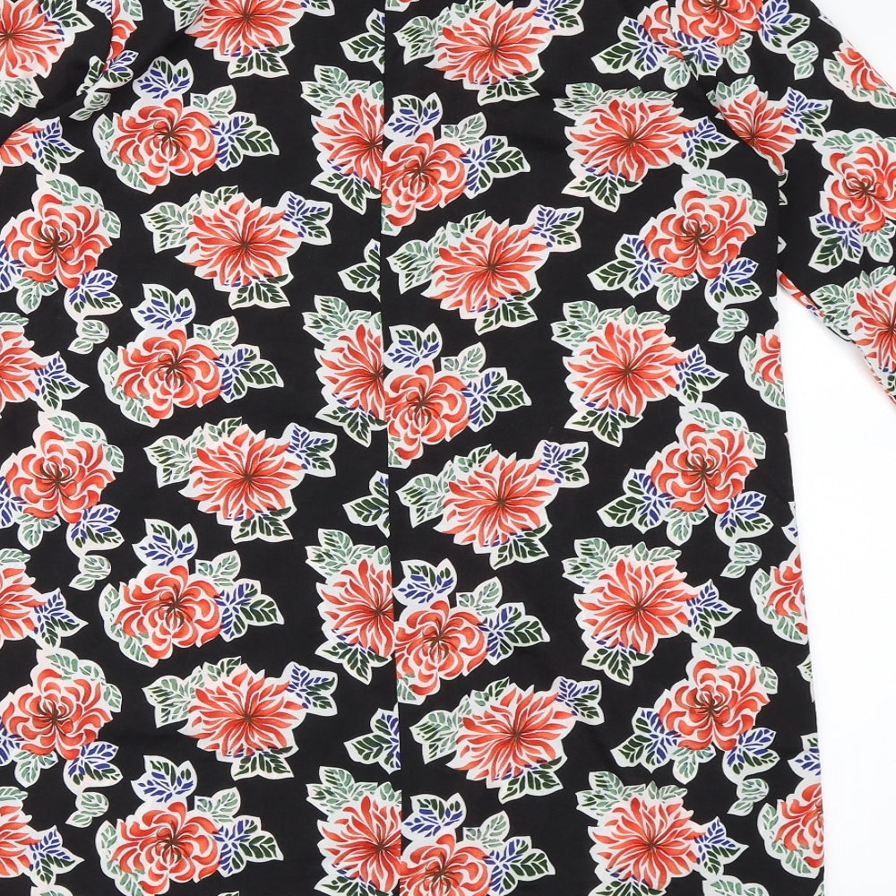 Boohoo Womens Black Floral Chiffon A-Line Size 10