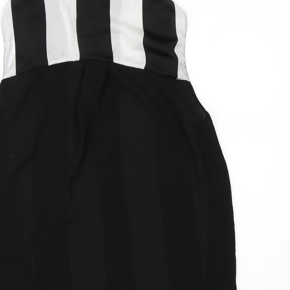 Zanzara Womens Black Striped Chiffon Basic Blouse Size S