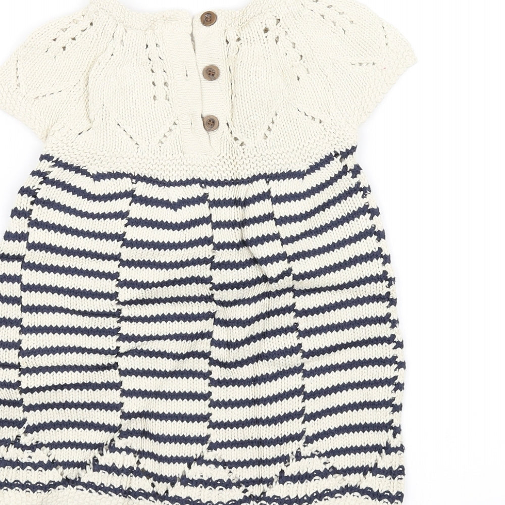NEXT Girls White Striped Knit A-Line Size 9-12 Months
