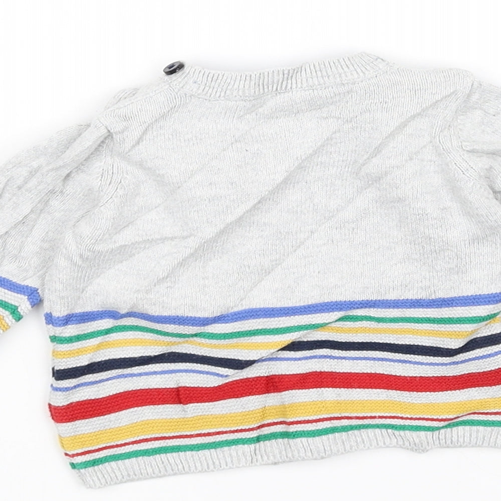 TU Baby Grey Striped Knit Pullover Jumper Size 0-3 Months - Dog