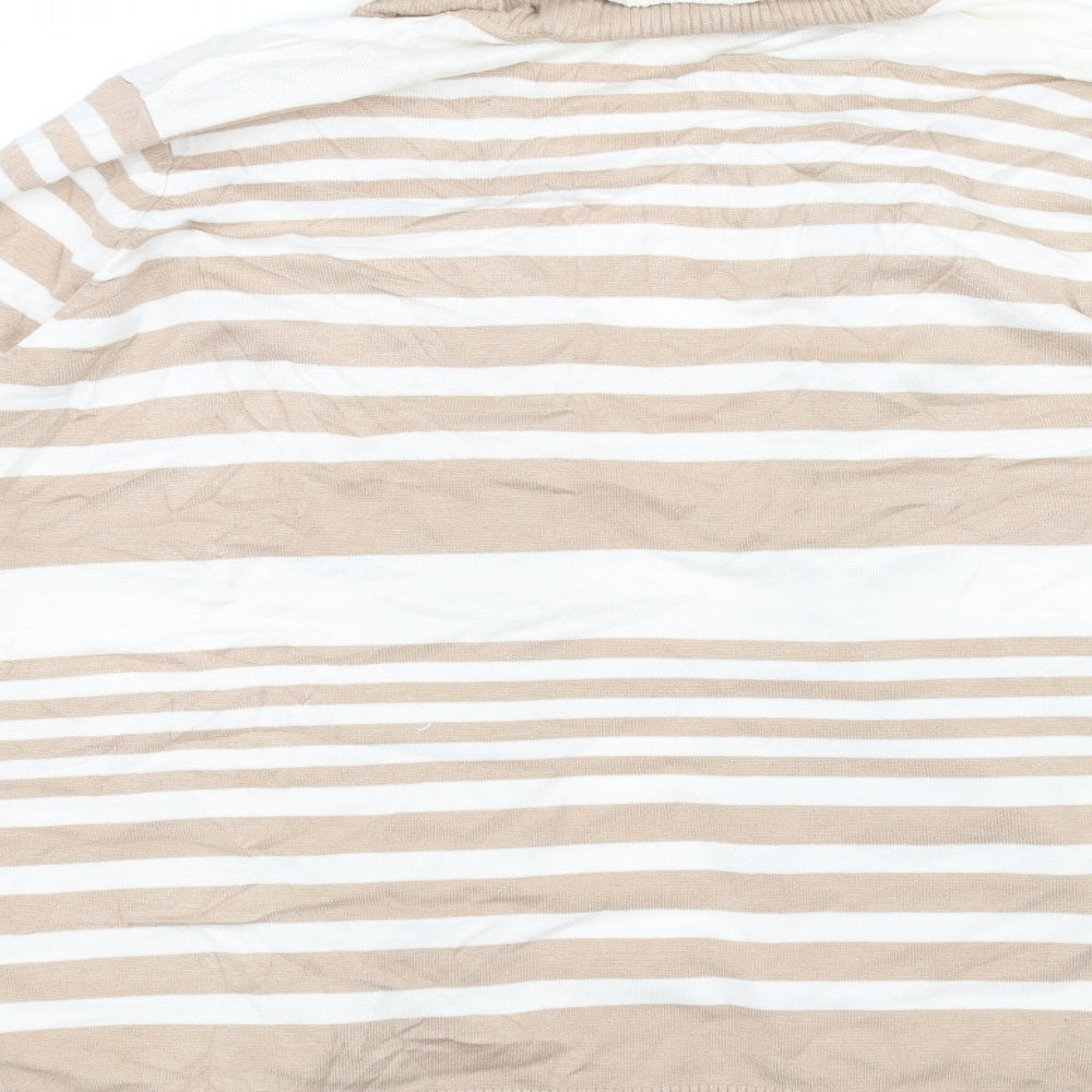 isle Womens Beige Striped Cardigan Jumper Size 18