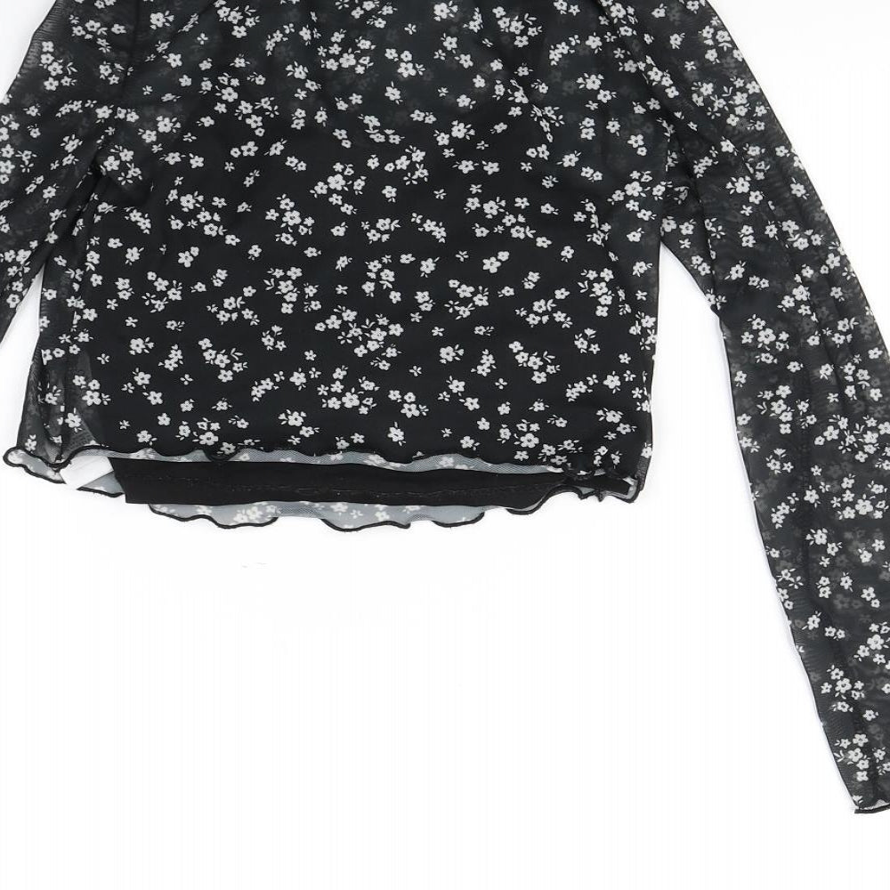 New Look Girls Black Polka Dot Basic Blouse Size 10 Years