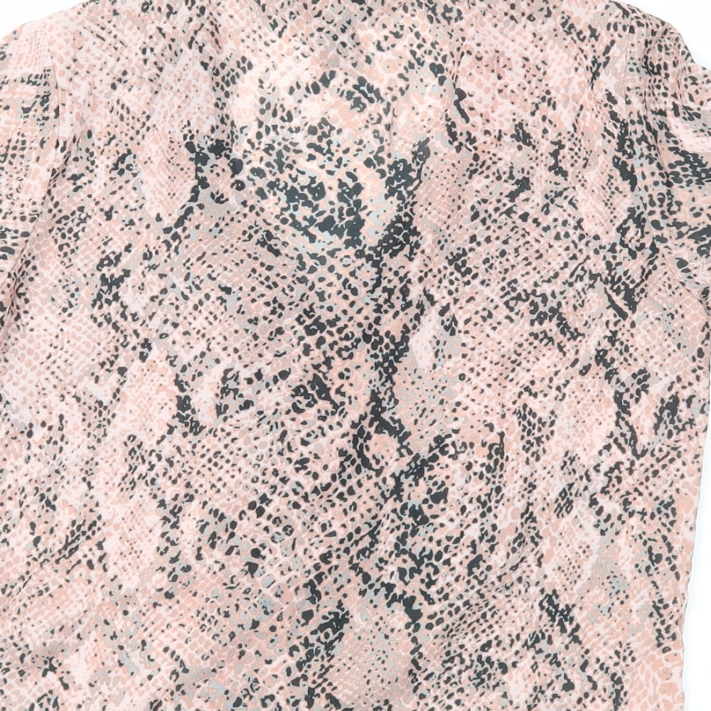 New Look Womens Pink Animal Print Basic Blouse Size 6