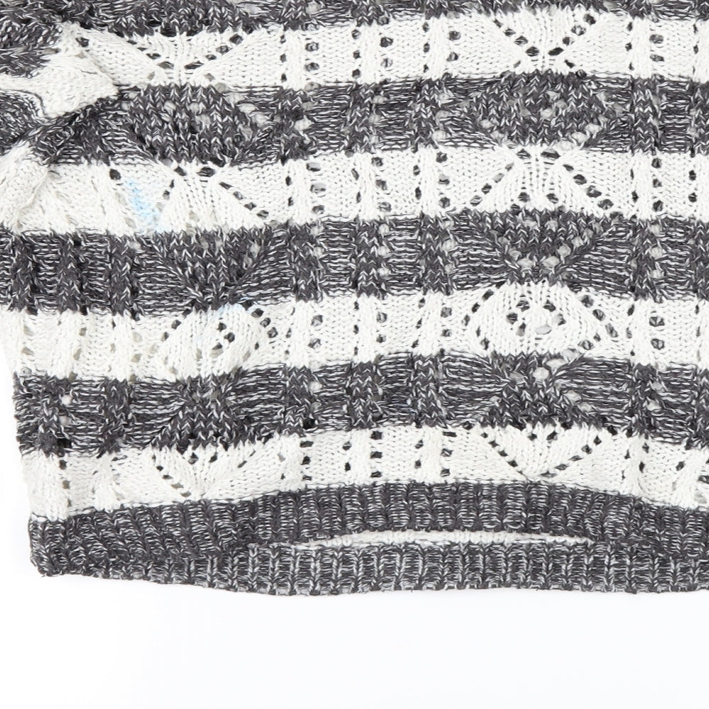 New Look Womens Grey Striped Pullover Jumper Size 12