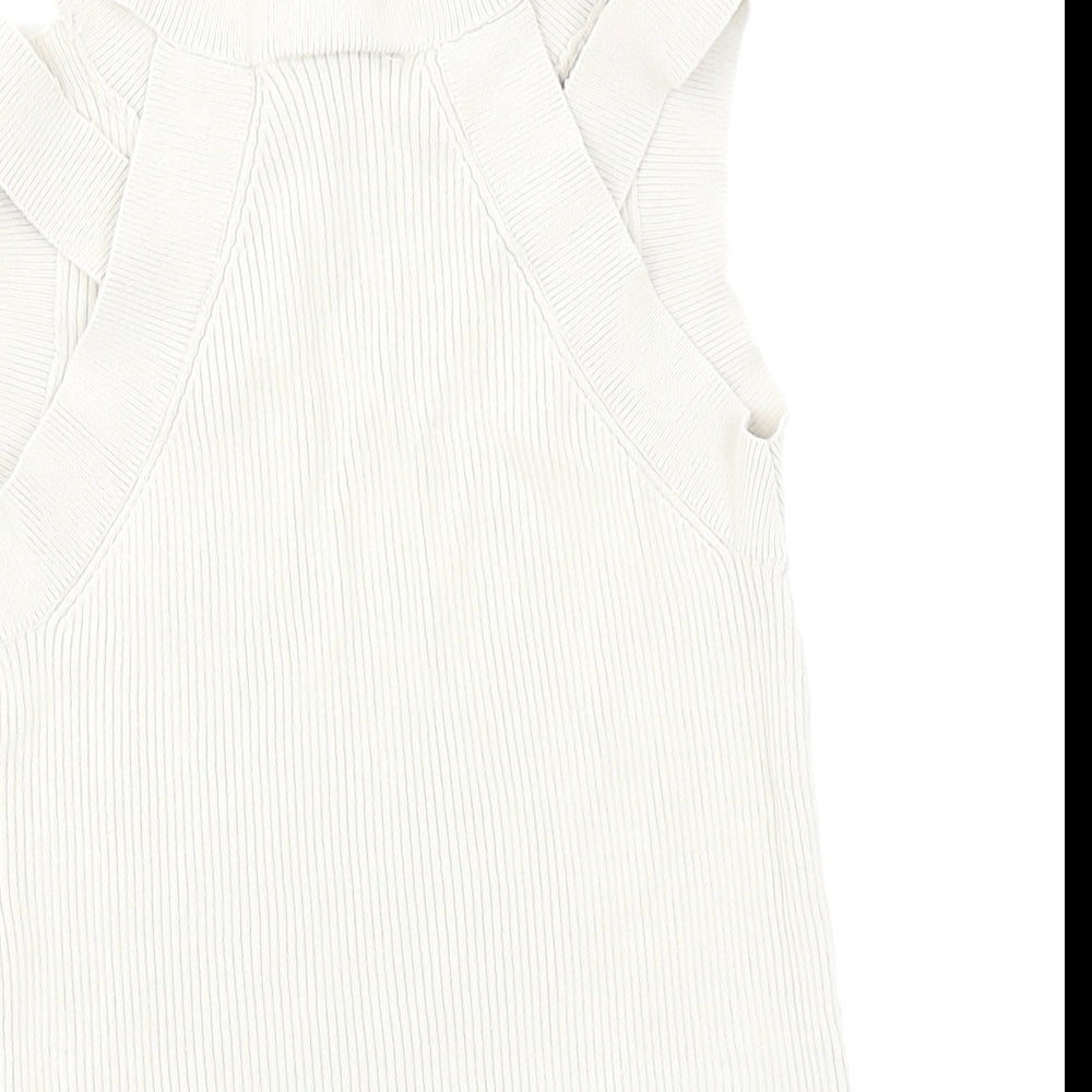 Topshop Womens Beige Cropped Tank Size 6 - Cold Shoulder