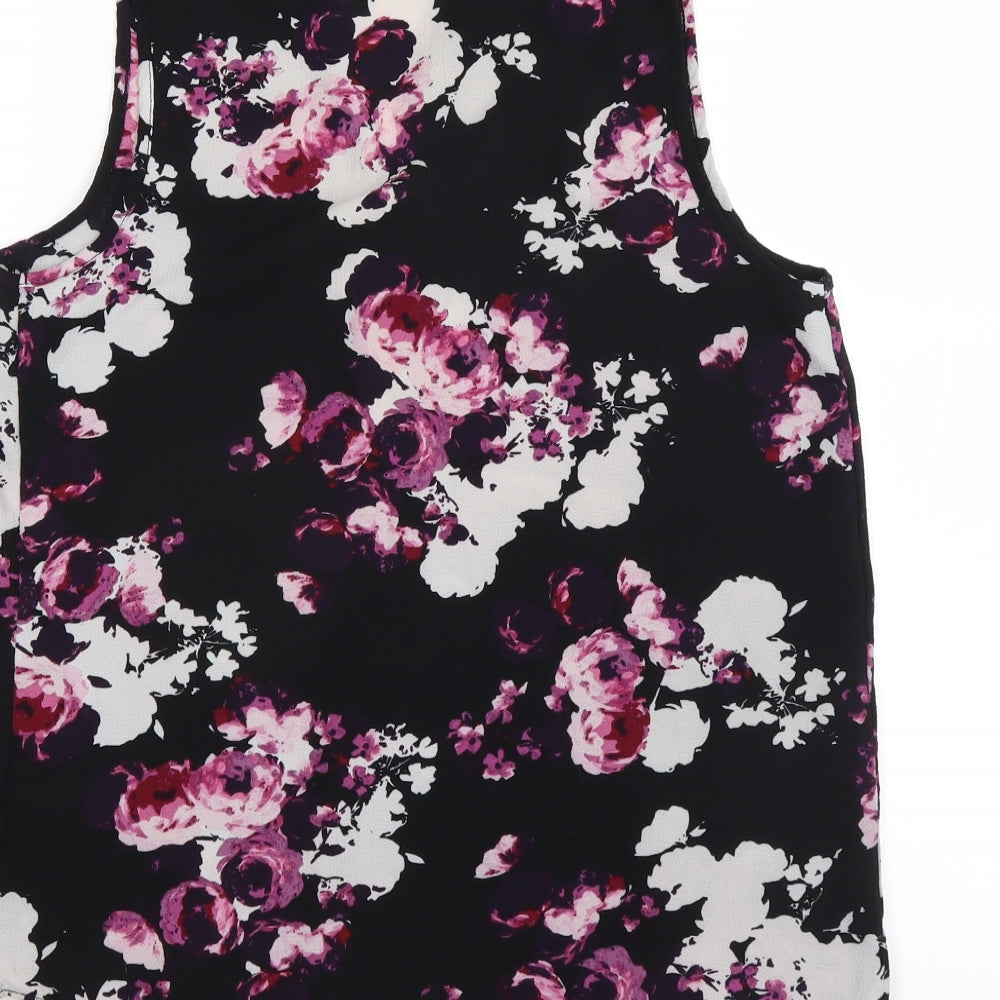Peacocks Womens Black Floral Basic Blouse Size 8