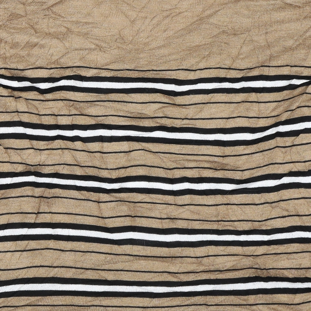 Brand and care label for Next women’s beige striped jumper, size UK 18