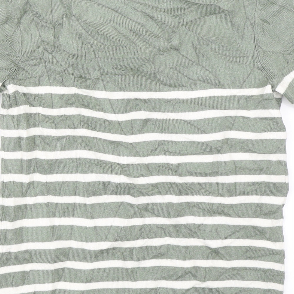 Marks & Spencer Womens Green Striped Pullover Jumper Size 8
