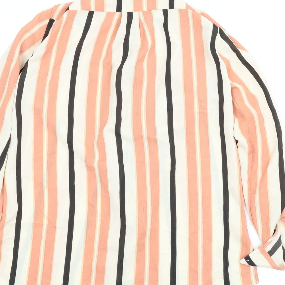 River Island Womens Orange Striped Basic Blouse Size 8