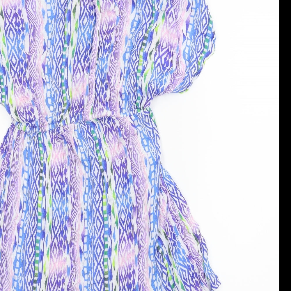 Debenhams Womens Blue Geometric Skater Dress Size S
