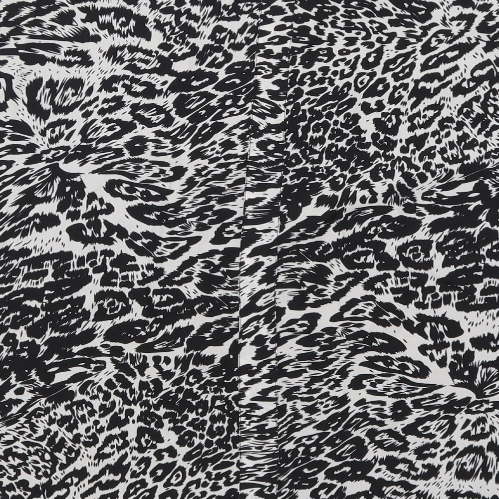 Warehouse Womens Black Animal Print Basic T-Shirt Size 8