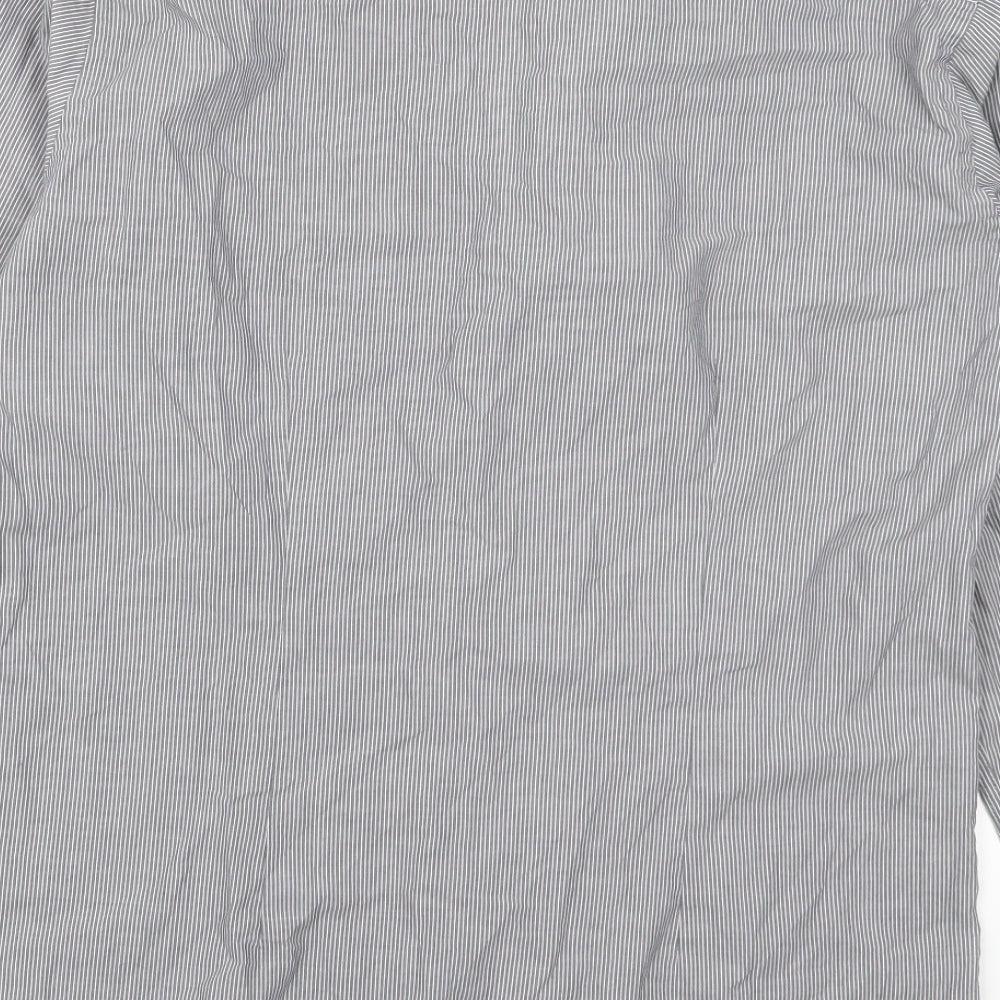 Cedarwood State Mens Grey Striped Button-Up Size 15.5