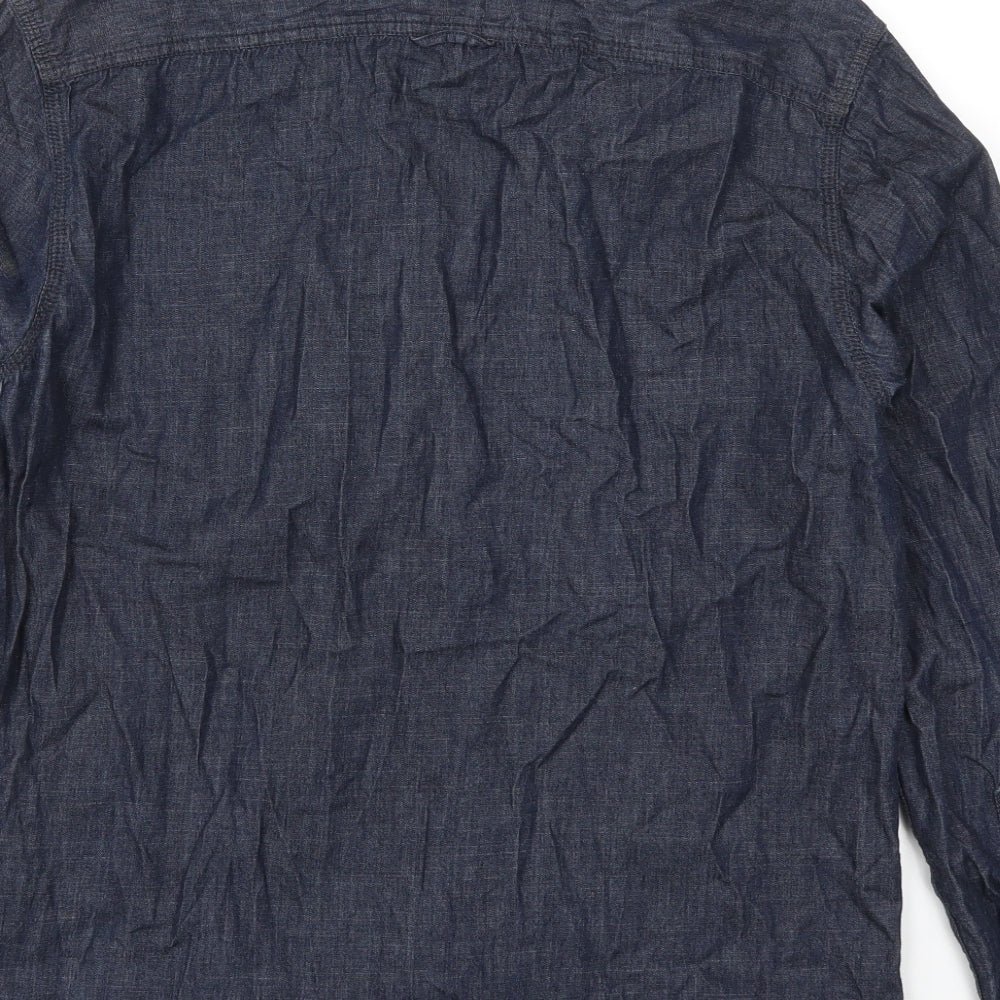 Trait Mens Blue Denim Button-Up Size M