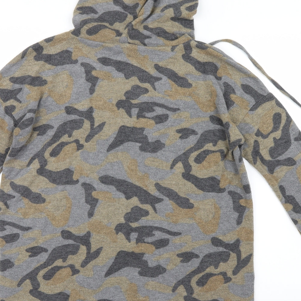 Cable & Gauge Womens Grey Camouflage Pullover Hoodie Size S