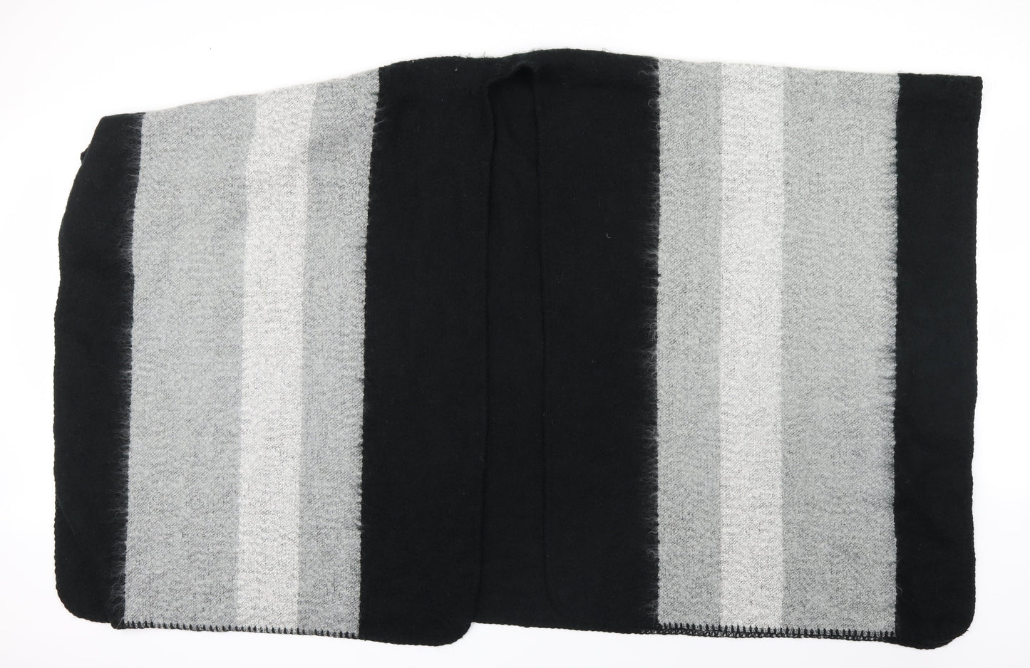 Preworn Womens Black Striped Knit Shawl/Wrap